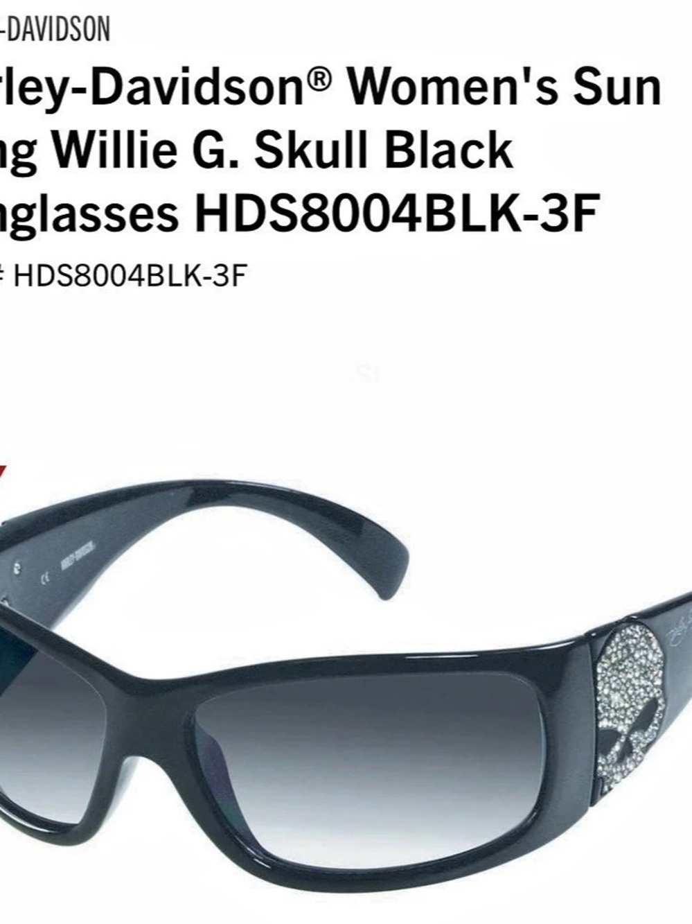 ISO Harley-Davidson Willie G Skull Bling Sunglasses HDS8004BLK-3F